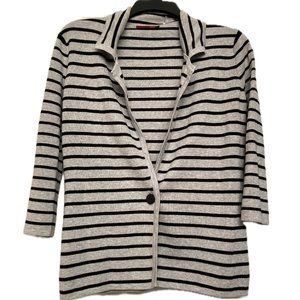 Gray and Black Striped Cardigan Sweater NWOT